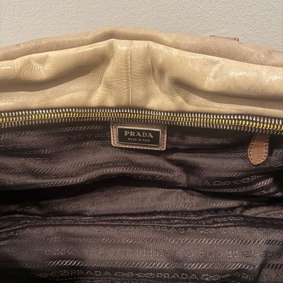 Prada Ardesia/Fumo Ombre Glace Leather Zippers Satchel Bag - Picture 4 of 16